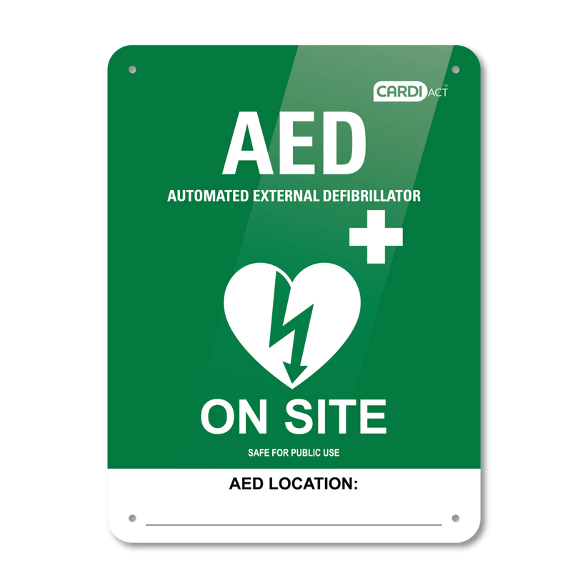 Cardiact Poly Aed On Site Sign 22.5 X 30cm - Victorian Medical Supplies