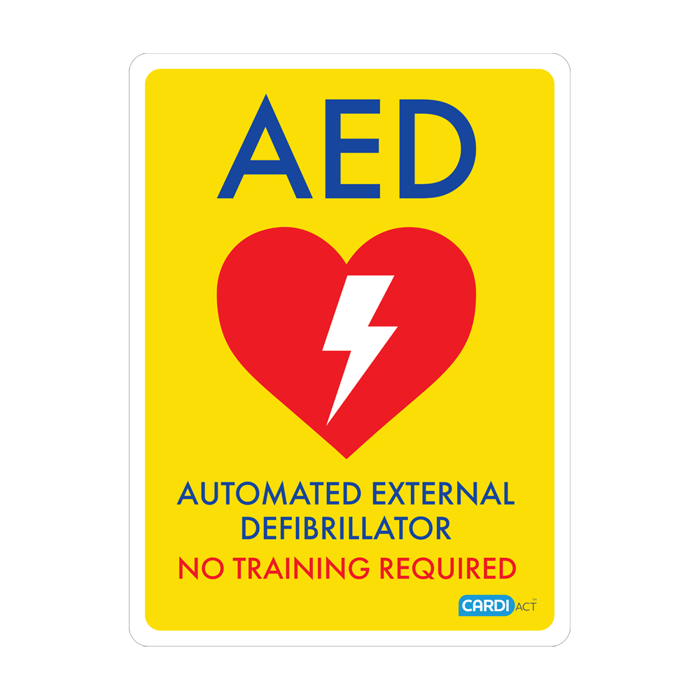 CARDIACT Yellow Poly AED Sign - No Training Required 22.5 x 30cm ...